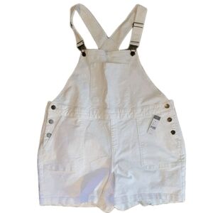 Lane Bryant White Denim Relaxed Short Overalls Shortalls Coastal Cowgirl